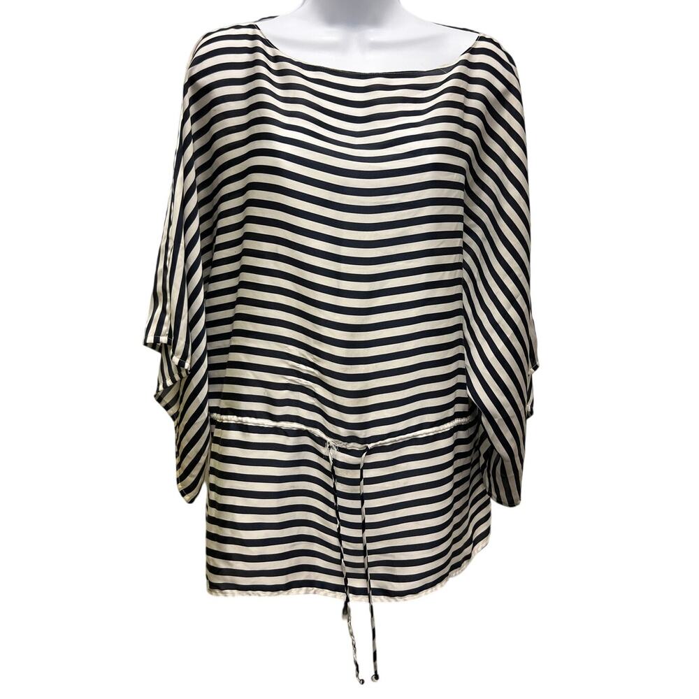 CHAPS Women's Nautical Striped Drawstring Blouse - Size M